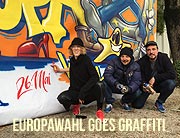 "Europawahl goes Graffiti": Münchner Streetart Künstler machen sich für Europa stark. Live-Graffitti Act für Europa im Garten der Villa Stuck (©Foto: Martin Schmitz)